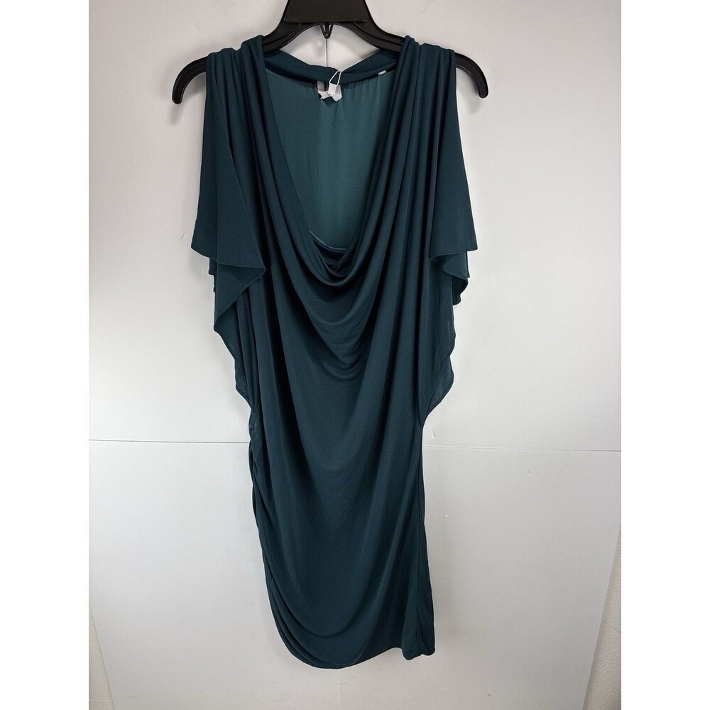 Halston Heritage $295 Dark Teal Draped Dress Size: Large NWT